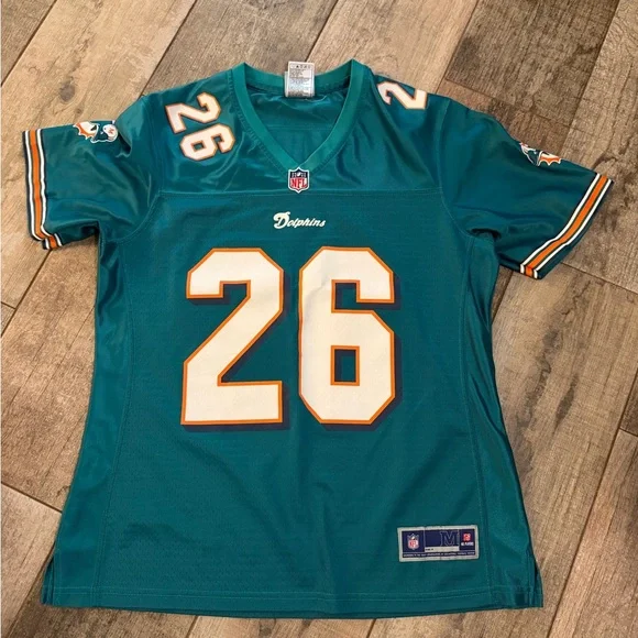 🏈 NFL Miami Dolphins Miller 26 Teal Jersey with Logo Pro Line Football 🏈 Retired - Picture 1 of 5